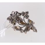 Unhallmarked chatelaine link of flower form set with old irregular cut baroque diamonds, 2.98g