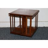 Edwardian mahogany revolving table top bookcase, 35cm square