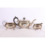 Art Deco silver three-piece tea set by Harrison Fisher & Co, Sheffield 1932, 1072g