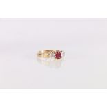 9ct gold ruby and diamond dress ring, size L, 3g