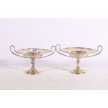 Pair of Edwardian Art Nouveau period silver twin handled tazzas by Holland, Aldwinckle & Slater,