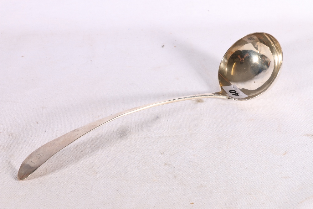 George III silver soup ladle by William & Patrick Cunningham, Edinburgh 1801, 35cm long, 175g