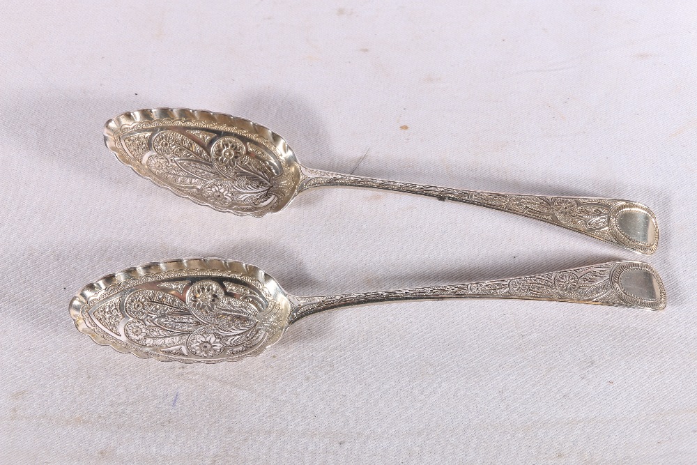 Pair of George III silver bright cut berry servers by Peter, Ann & William Bateman, London 1802,