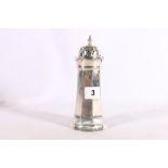 George V silver sugar castor of lighthouse form by Josiah Williams & Co (David Landsborough