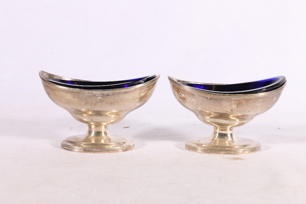 Pair of George III silver table salts of navette shape by Stephen Adams I or II, London 1800, 127g