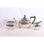 George V silver three-piece tea set by S Blanckensee & Son Ltd, Birmingham 1916/17, 939g