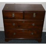 19th century mahogany chest of drawers of small proportions the rectangular top over two short