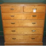 19th century oak chest of drawers with rectangular top over two short frieze drawers above four long