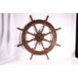 Oak ships wheel iron inserts, 100cm across the handles