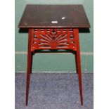 Arts and Crafts mahogany table with pierced skirt in the manner of Arthur Heygate Mackmurdo (1851-