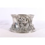 Victorian silver potato ring with dolphin, bird and animal pierced decoration by Brook and Son,