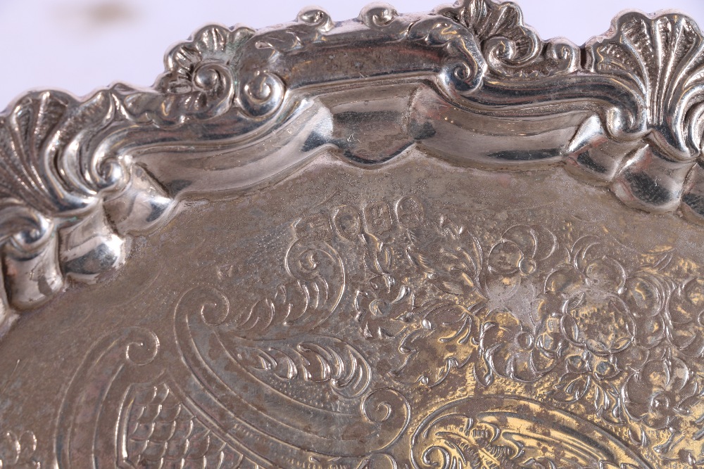 George IV silver salver with "In Deo Confido" crest and engrvaed scroll decoration by Joseph - Image 2 of 2