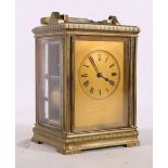 Aird and Thomson of Paris brass repeater carriage clock, 13cm tall