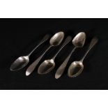 Set of five Georgian silver table spoons by Francis Howden, Edinburgh 1789, 294g