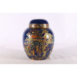 Carlton Ware chinoiserie pattern ginger jar and cover, black mark to base 0/2395 3199 I, 19cm tall