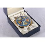 Modern Moorcroft Enamels bird decorated box, limited edition number 49/150, dated '03, 7cm diameter,