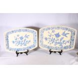 Pair of Copeland transfer printed blue and white ashets, registration number 26070, 45cm long