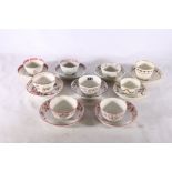 Nine 18th and 19th century porcelain tea bowls and saucers including Newhall, Derby, Minton etc.