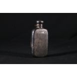 Silver spirit or hip flask with engine turned decoration by G & J W Hawksley, Sheffield 1952, 13cm