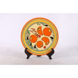 Clarice Cliff Bizarre oranges pattern plate, impressed "9 31", 26cm diameter