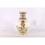 Wedgwood baluster vase with hand painted decoration depicting young girl with geese in a