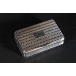 Georgian silver snuff box with engraved line decoration and gilded interior, makers mark rubbed,