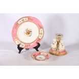 19th century porcelain comport stand in the manner of Coalport decorated with three figures