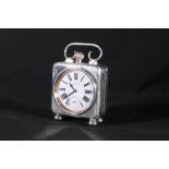 Silver plated Goliath pocket watch by Edward and Sons of Glasgow in a silver travel case raised on