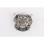 Scottish white metal plaid brooch of the Loyal Order of Ancient Shepherds, the quoit incised "