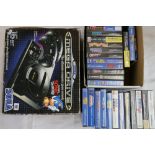Sega Mega Drive 16 bit game console with a selection of games including Worms, Sonic, Sonic 2, Ariel