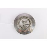 Scottish white metal plaid brooch of the Gordon Highlanders with central stag surrounded by