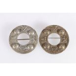 Two Scottish white metal plaid brooches of the Argyle and Sutherland Highlanders, 8cm diameter