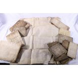 17th and 18th century legal documents on vellum, the earliest dated 1642, indenture tripartite,