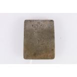 English white metal shoulder belt plate of the 52nd (Oxfordshire) Regiment of Foot, 9cm x 6.5cm