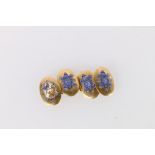 Pair of 18ct gold and enamel cufflinks with Black Watch insignia, 8.7g gross, damage to the enamel