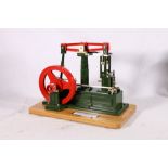 Model "Green Goddess" steam beam engine (AR109) built by Albert Ranaldi, 27cm tall raised on