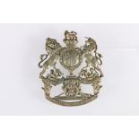 English white metal helmet plate of the 8th Lancashire Artillery Volunteers, 10cm x 8cm