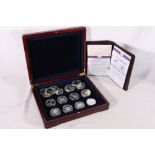 The London Mint Office The Diamond Wedding Anniversary Silver Proof Coin Collection, nineteen coins,