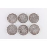 UNITED KINGDOM Victoria (1837-1901) silver crowns 1889, 1890, 1891 1896 LX, 1899 LXII and 1900 LXIV,