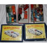 Two Matchbox 41 Collector's cases with lift our trays containing vehicles, Corgi, Lone Star,
