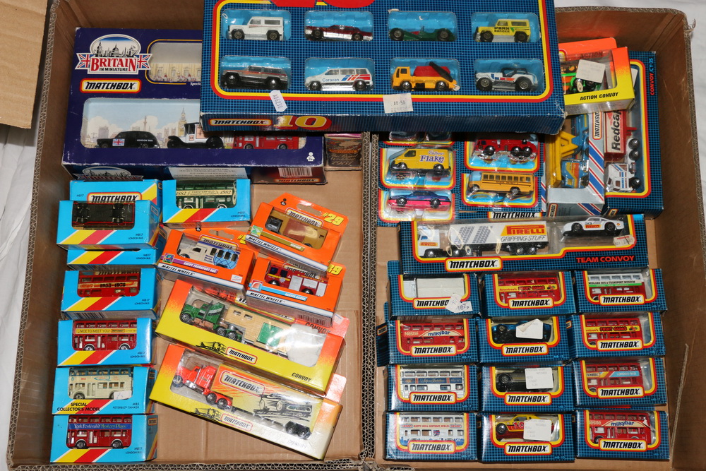 Forty-one Matchbox model vehicles including CC24 Matchbox 10 gift set, Britain in Miniature gift