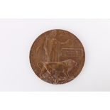WWI death plaque or dead man's penny for Alexander John Macdonald