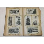 An early 20th century postcard album containing over 300 cards of mixed interest including