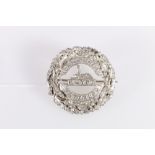 Scottish white metal plaid brooch of the Queen's Own Cameron Highlanders, 7cm diameter