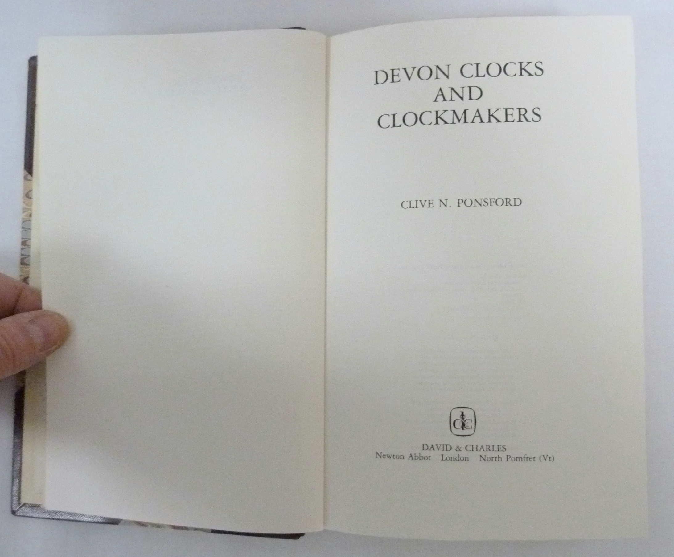 PONSFORD CLIVE N.  Devon Clocks & Clockmakers. Illus. Nice rebound half maroon morocco, marbled - Image 2 of 2