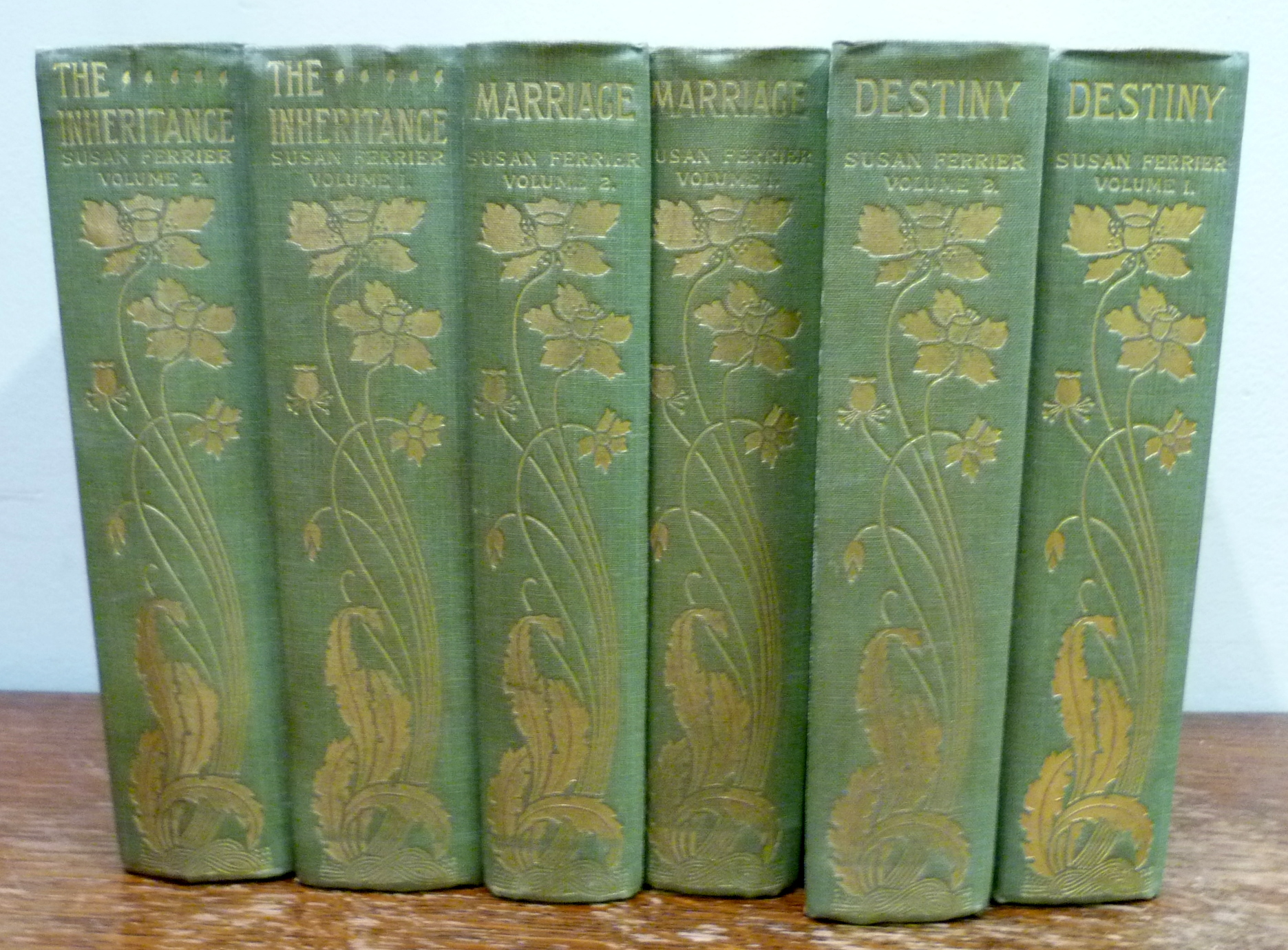 FERRIER SUSAN E.  Novels. 6 uniform vols. Orig. green cloth, gilt backs. "Edinburgh Edition", 1892.