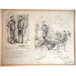 Four early WW I lithographs of military cartoons depicting satirical views of potential and