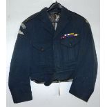 Royal Air Force dress uniform jacket  with zip closure having "Burton" label with triple band rank