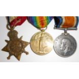 WW I medals 1914-15 Trio; to 68465 A.Sjt. J.A. Mark R.F.A. Some minor erasures.