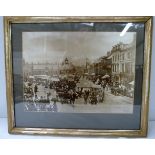 Carlisle.  Old framed photograph of Carlisle Market Square.